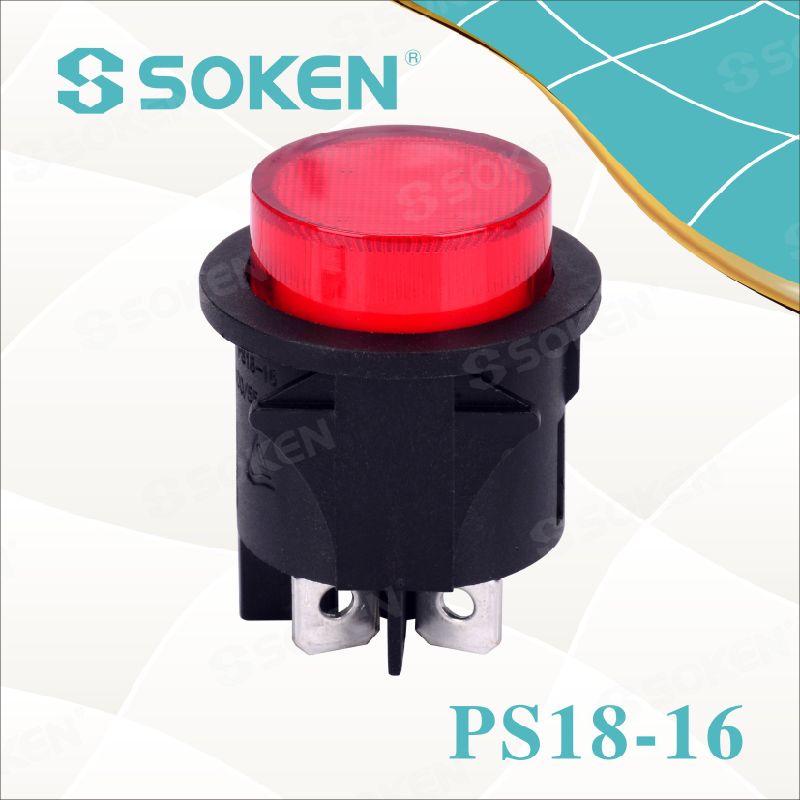 Round Light Push Button Switch 1 Pole