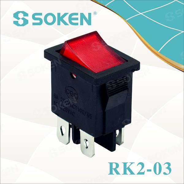 Best Price on Illuminated Rocker Switches -
 Rk2-03 Dpst Kema Keur Lighting Rocker Switch T85 10A 250VAC – Master Soken Electrical