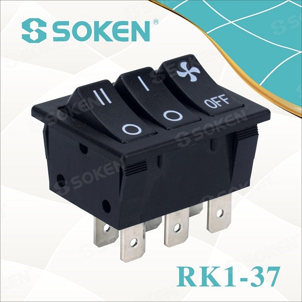 Soken CQC Approved on off 16A 250VAC T100/55 Rocker Switch