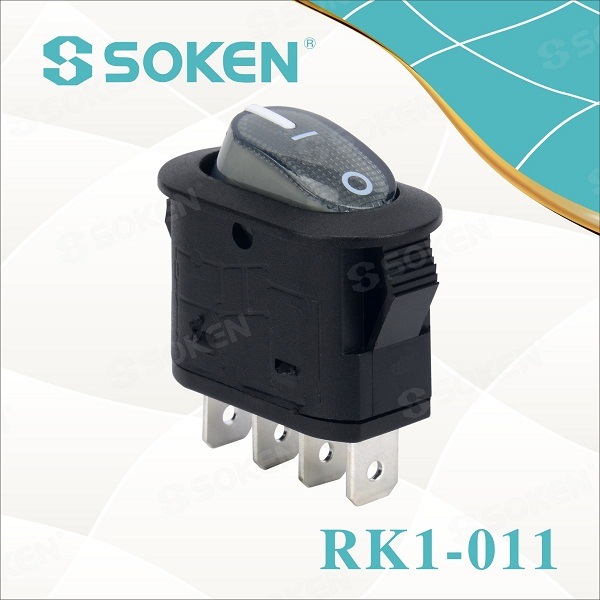 China Manufacturer for 4 Pin Dip Switch -
 Soken Dpst Electrical Appliance Coffee Machine Rocker Switch T100/55 – Master Soken Electrical