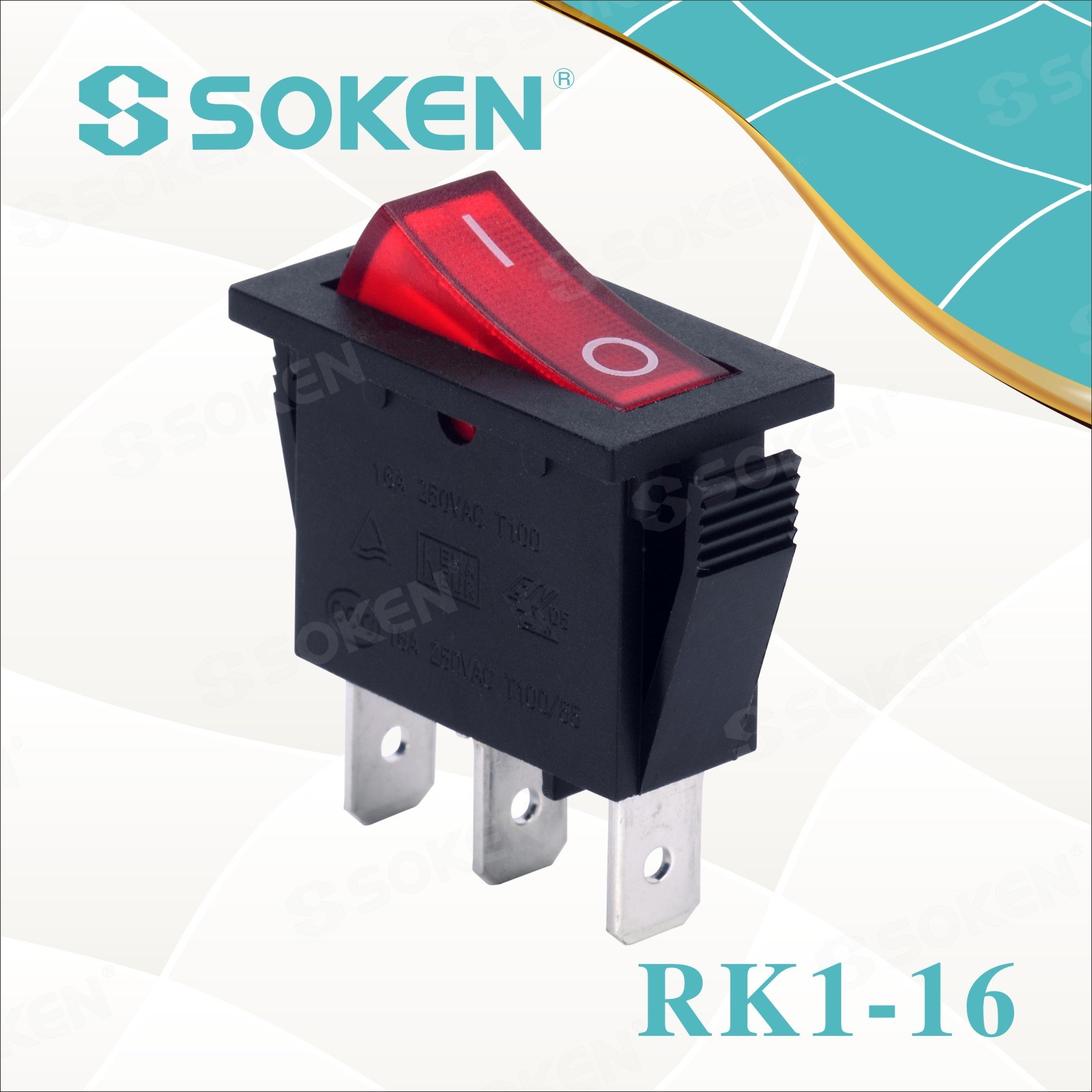 Supply OEM/ODM Rotary Power Switch -
 Soken Rk1-16 1X1n B/R on off Rocker Switch – Master Soken Electrical