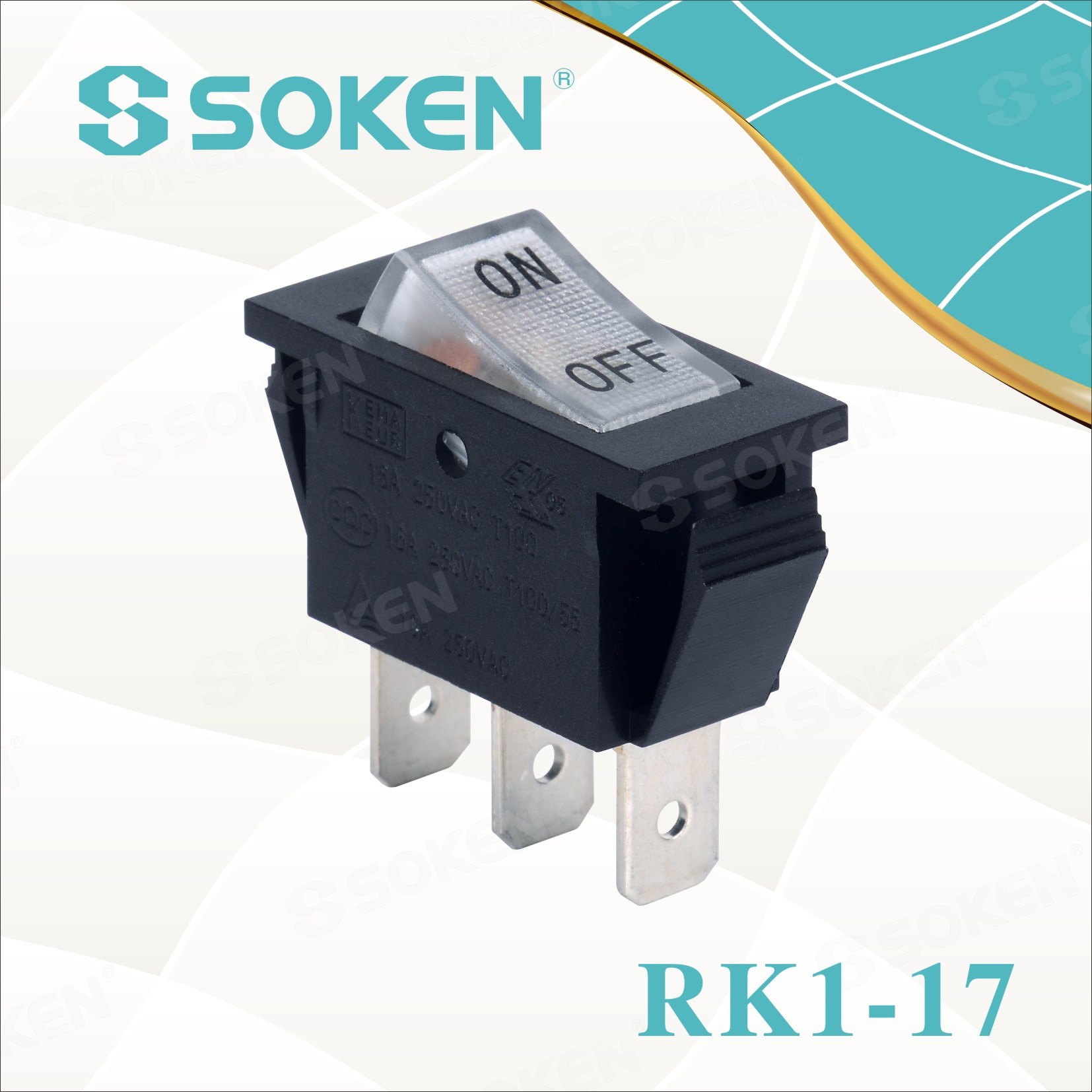 Soken Rk1-17 1X1n on off Illuminated Rocker Switch