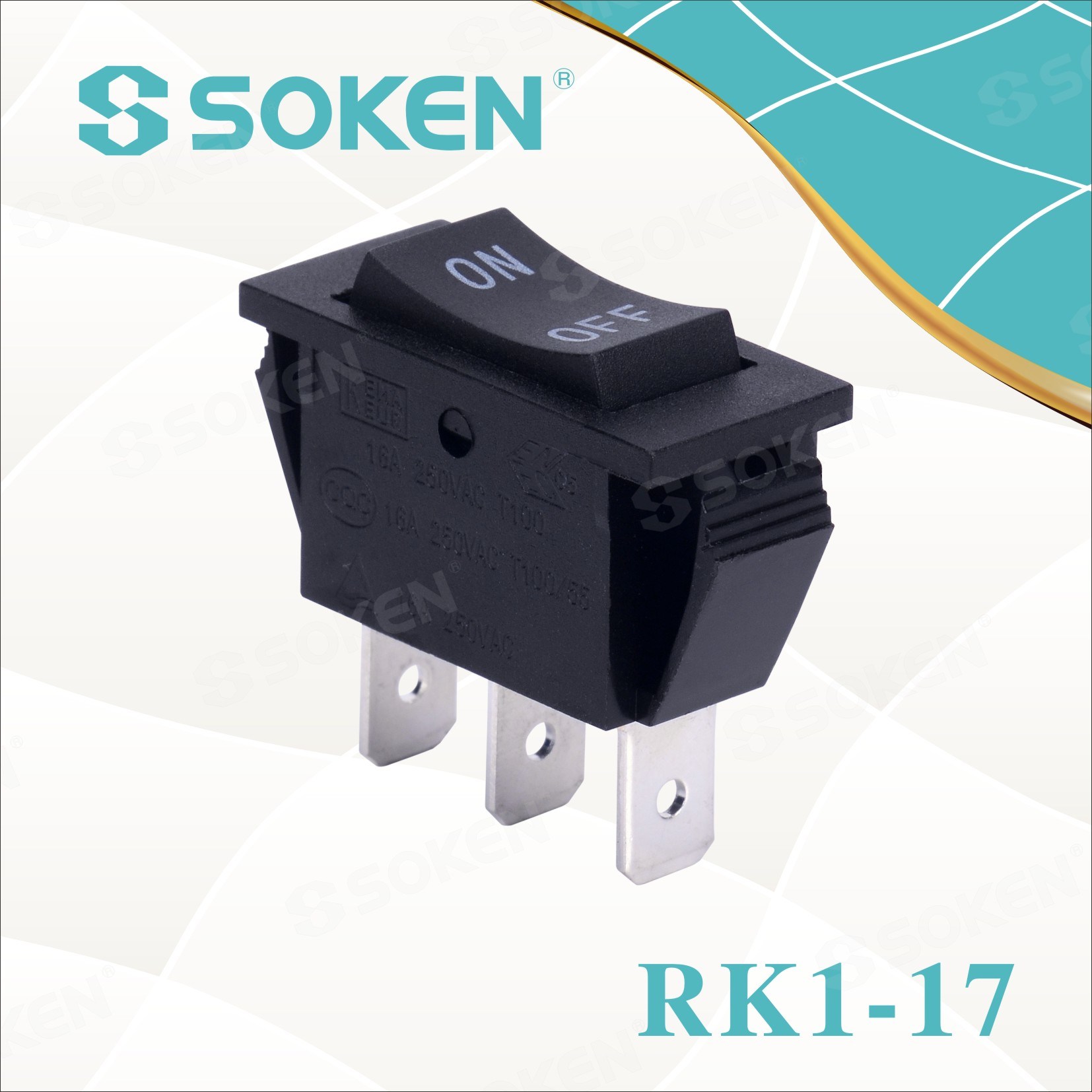 Best Price for Spst Spdt Rocker Switches -
 Soken Rk1-17 1X3 on off on 3pins Rocker Switch – Master Soken Electrical