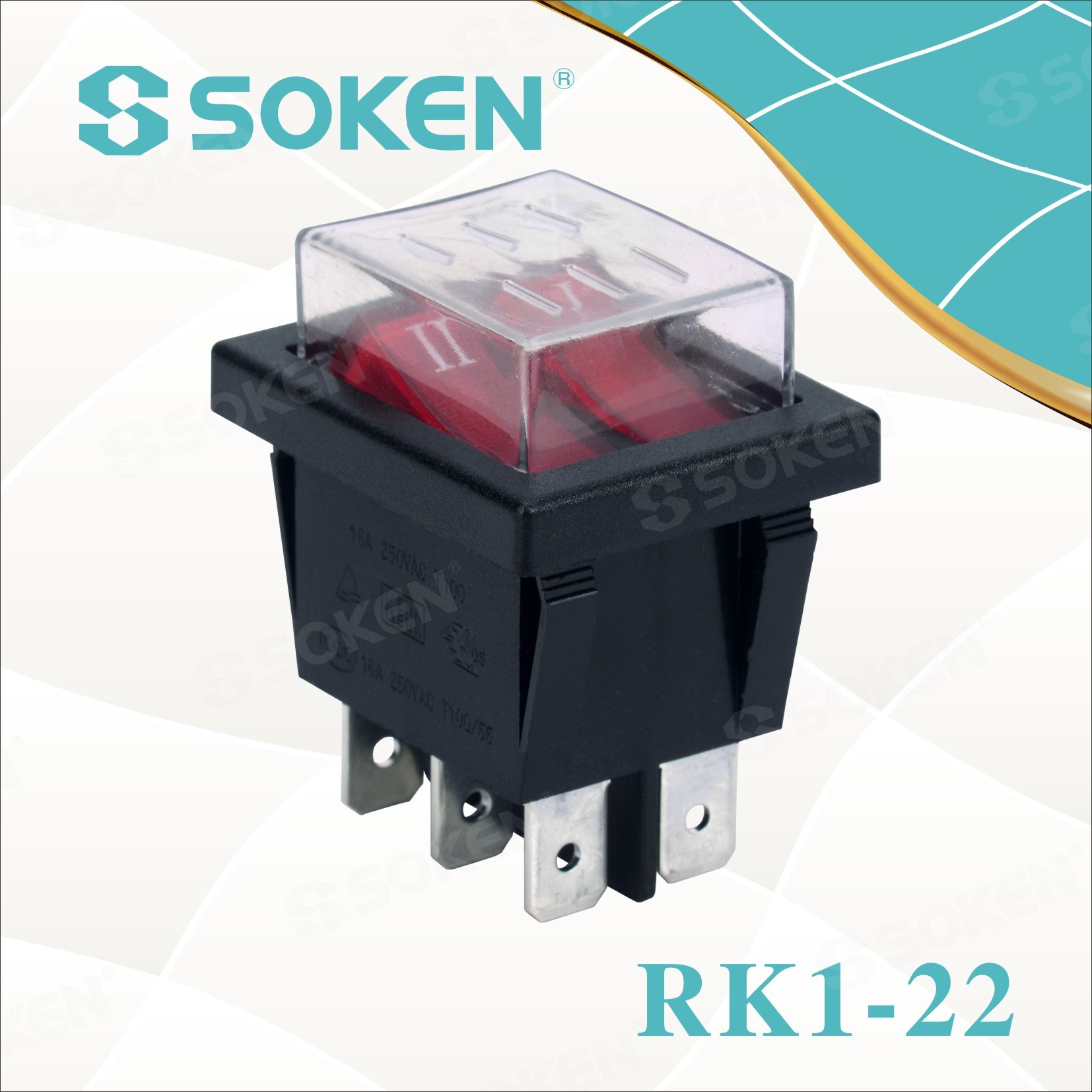 Factory wholesale Waterproof Membrane Switch -
 Soken Rk1-22 1X1X2n on off Waterproof Illuminated Double Rocker Switch – Master Soken Electrical