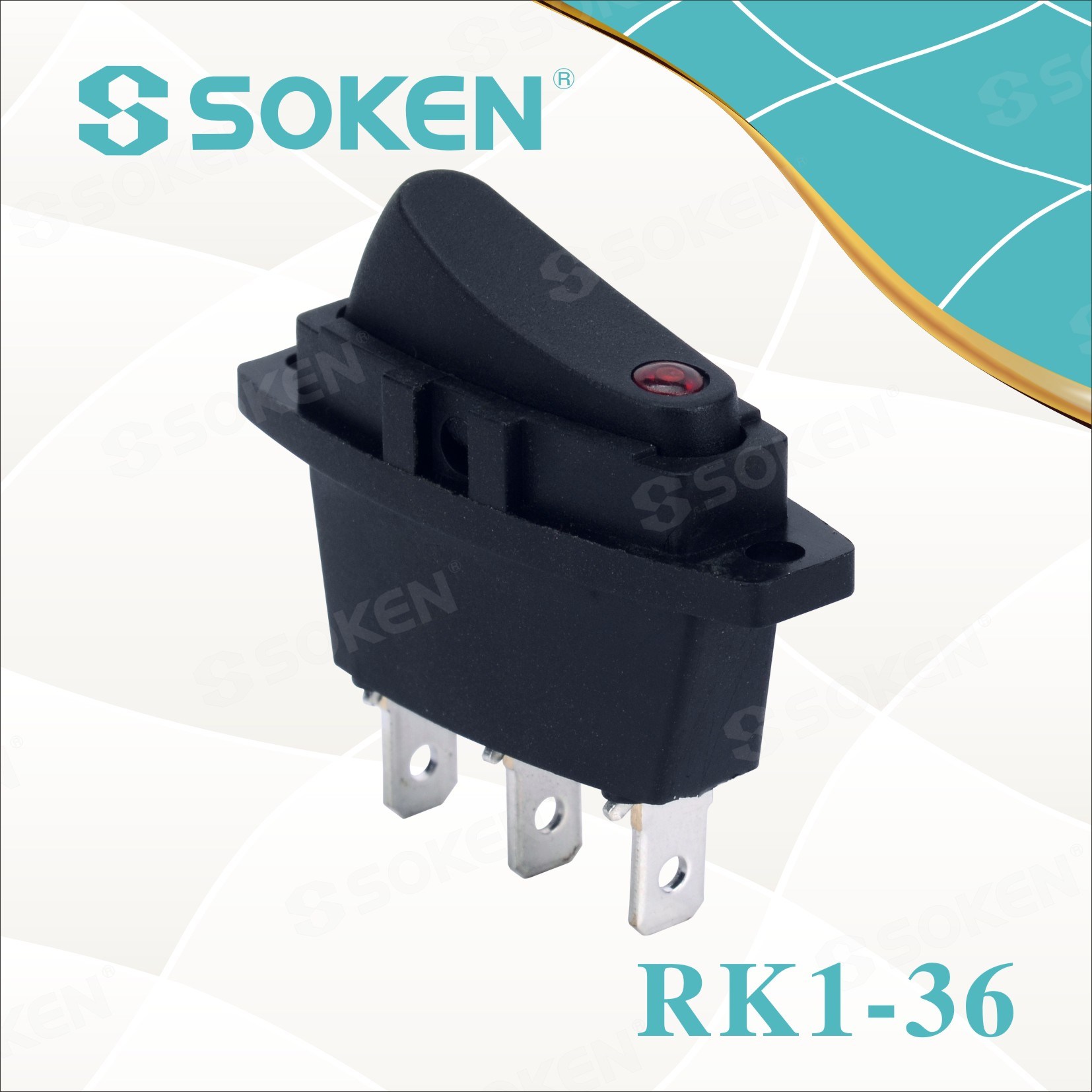 Chinese wholesale Led Dual Color Indicator Light -
 Soken Rk1-36 1X1n on off Illuminated Rocker Switch – Master Soken Electrical