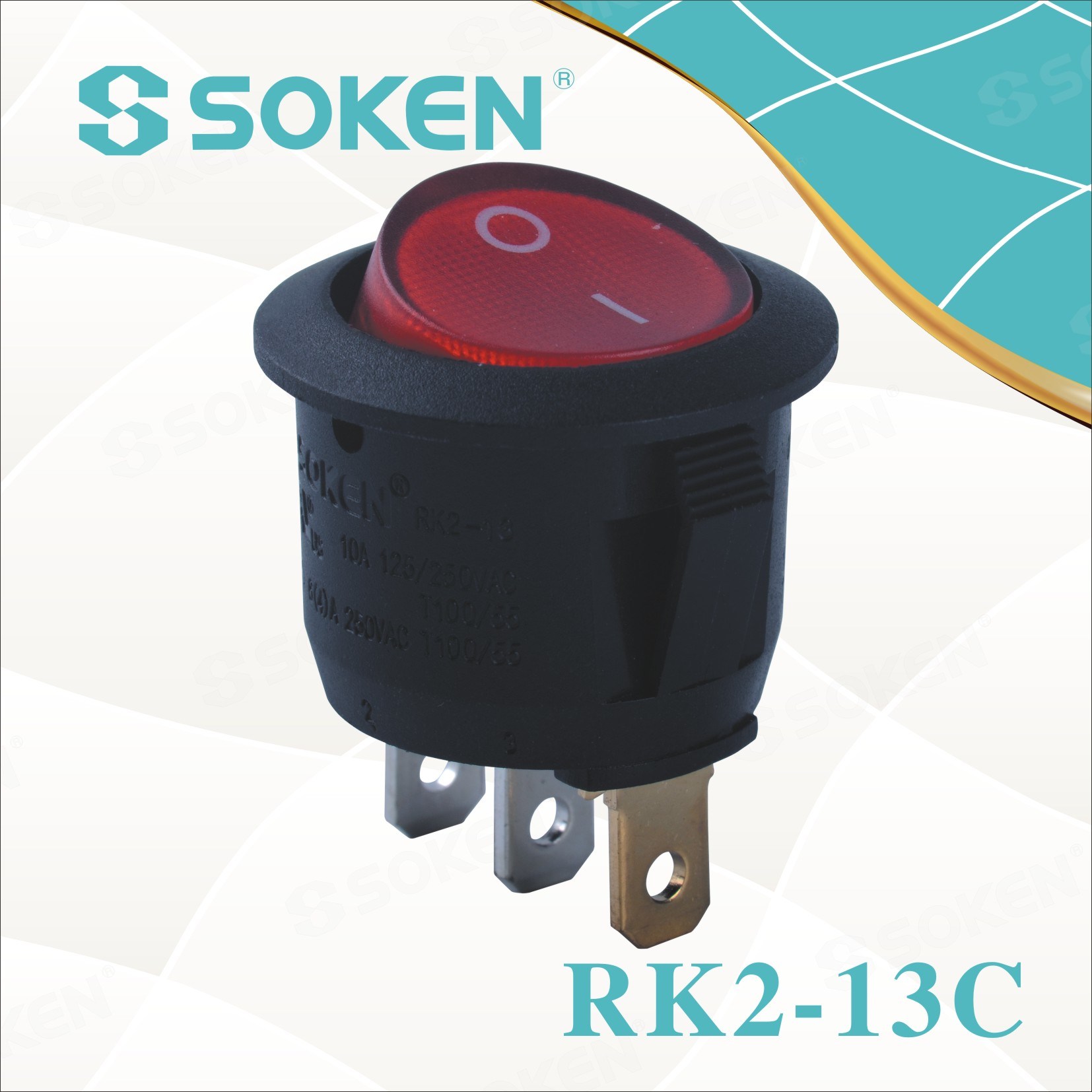 Original Factory 12v Pushbutton Switch -
 Soken Rk2-13c 1X1n Round on off Rocker Switch – Master Soken Electrical