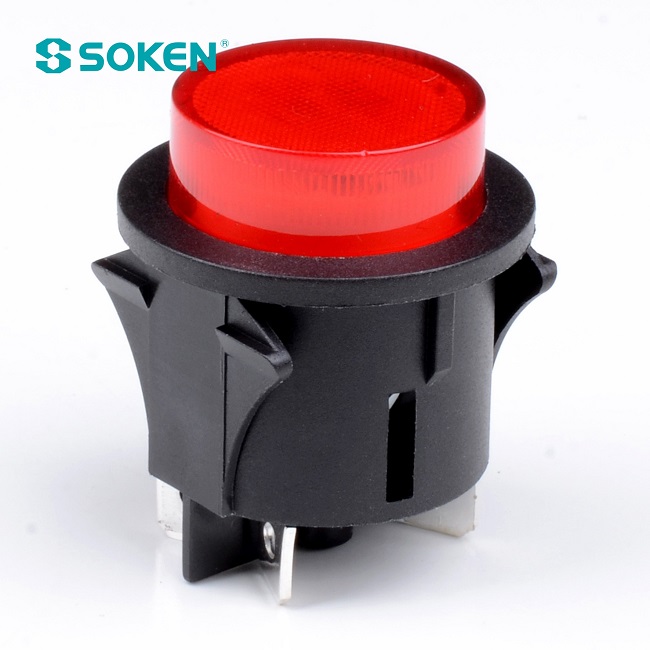 Round Light Push Button Switch 1 Pole