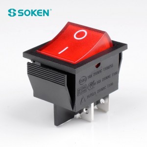 Wedi'i oleuo ar Rocker Switch 4 Pins