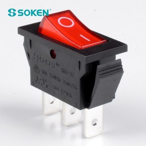 I-Soken Rk1-17A 1X1n Red ivuliwe I-Illuminated Rocker Switch