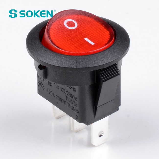 Red DOT Round Rocker Switch/ Etengailu txikiak 10A 250VAC